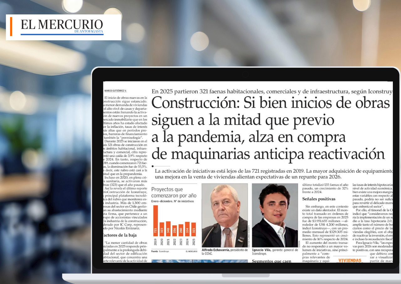 Construcción: Si bien inicios de obras siguen a la mitad que previo a la pandemia, alza en compra de maquinarias anticipa reactivación